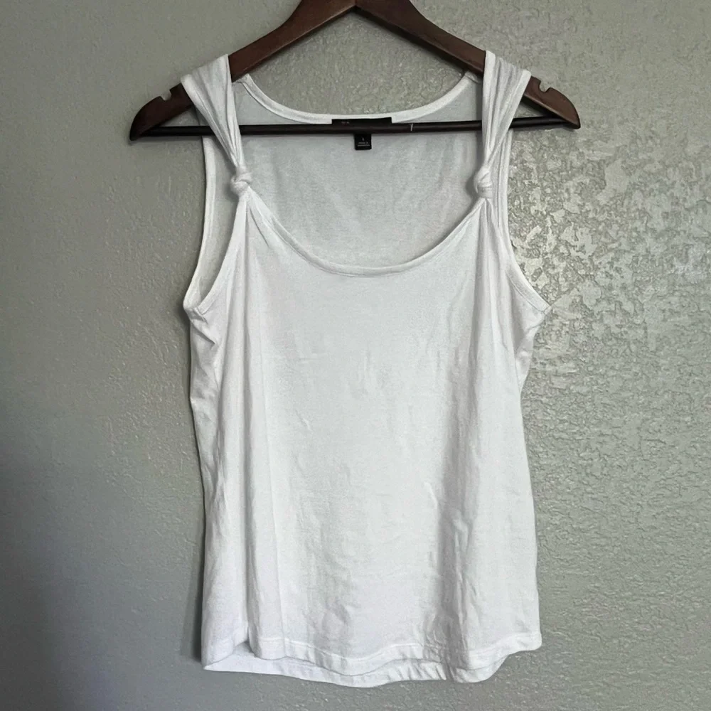 INC International Concepts Knotted Strap Tank Top Women’s Bright White Small